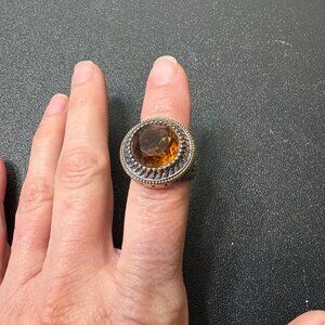 Beautiful Amber Colored Silver Palladium PD Ring size 9
